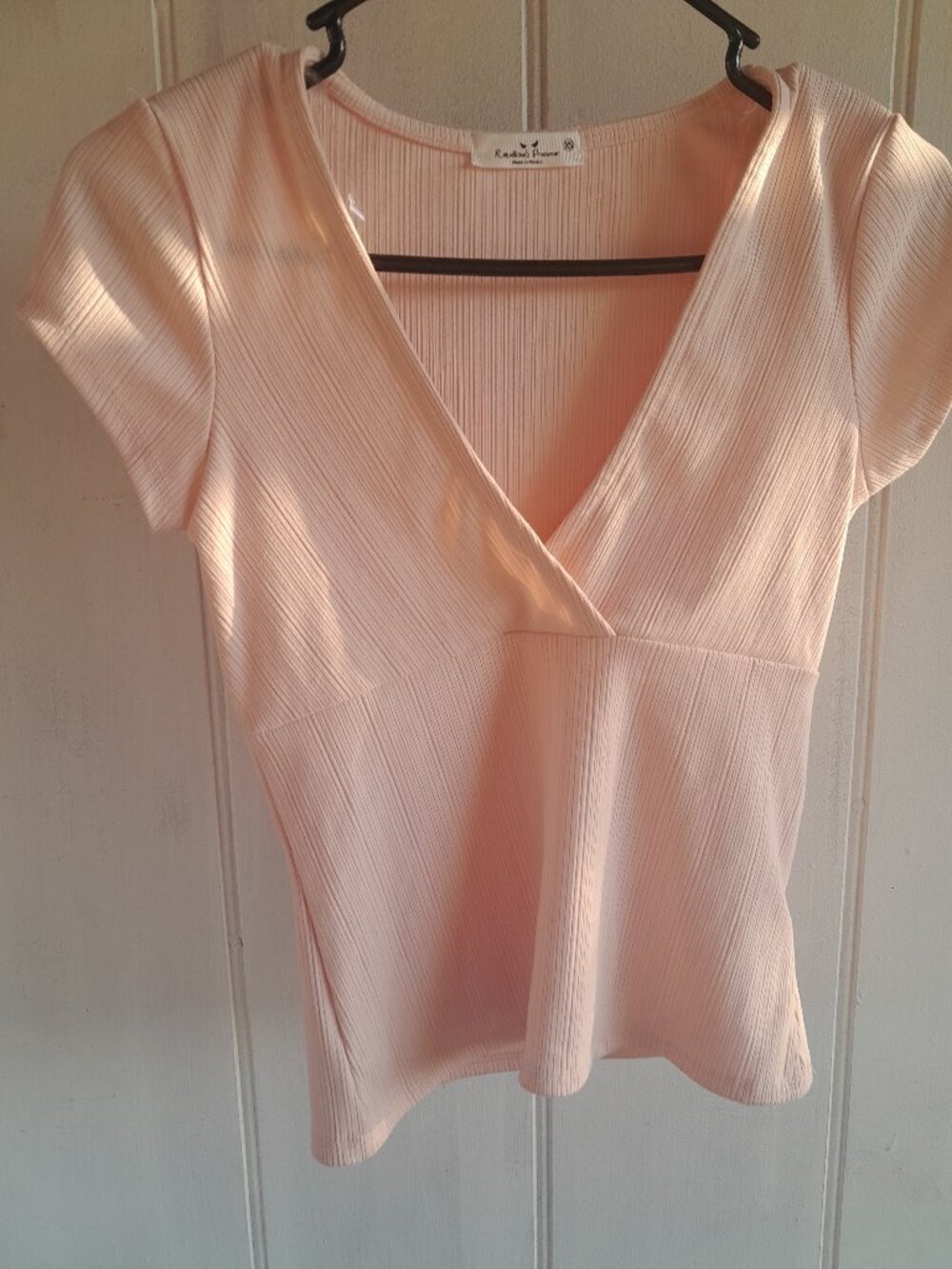 Pink open v neck top